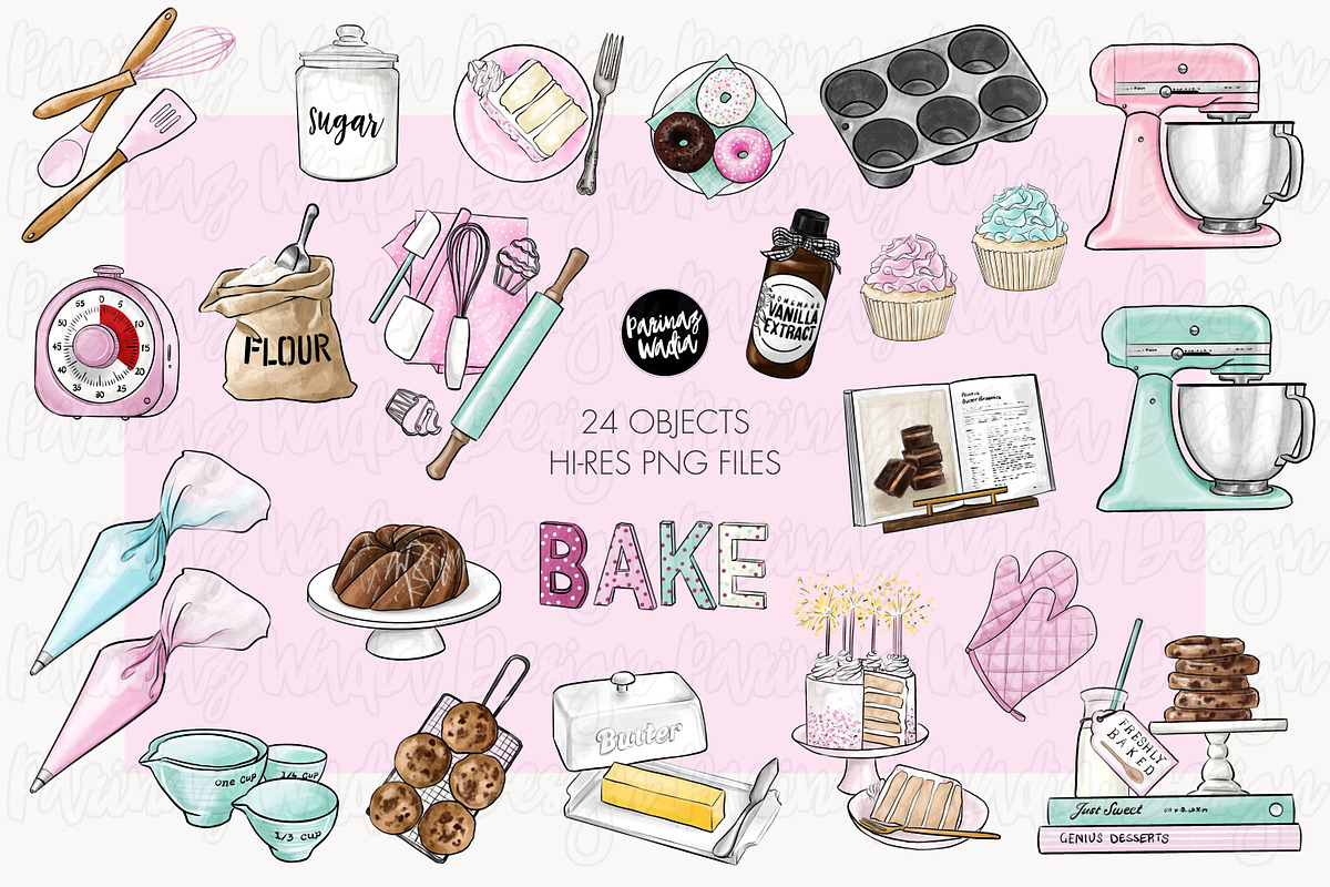 Home baker clipart bundle, a Food Illustration by Parinaz Wadia Design (Photo 6 of 9)