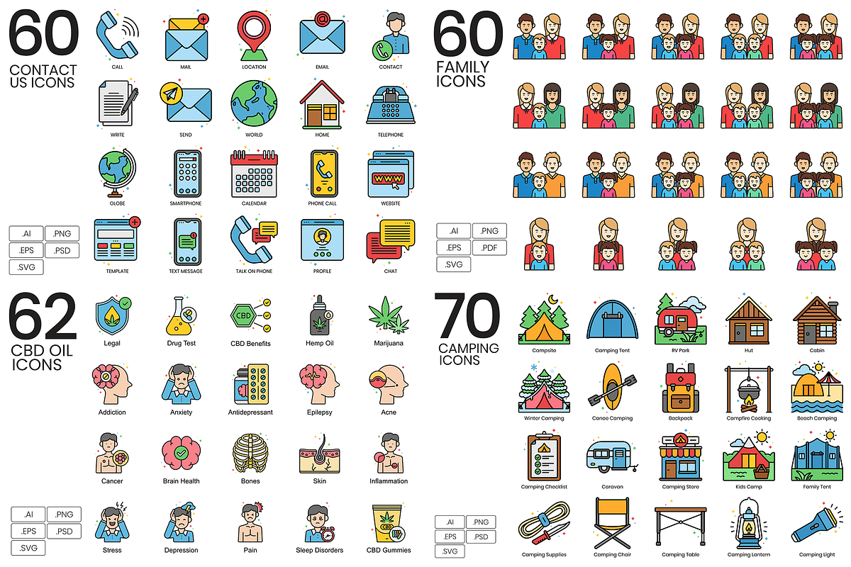 2200+ Icons - Colored Icon Bundle, an Outline Icon by Flat Icons