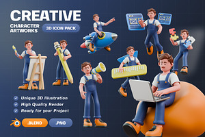 Creative Character 3D Icon Pack, a Characters & Person 3D Model by Haps Space
