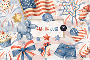 4th of July Watercolor Clipart, an Education Illustration by BigCakeBee (Thumbnail 1 of 4)