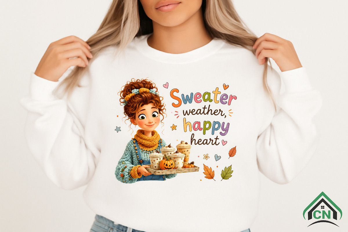 Cute Girl with Fall Drinks PNG, a Seasonal Illustration by Craft Nest (Photo 2 of 3)