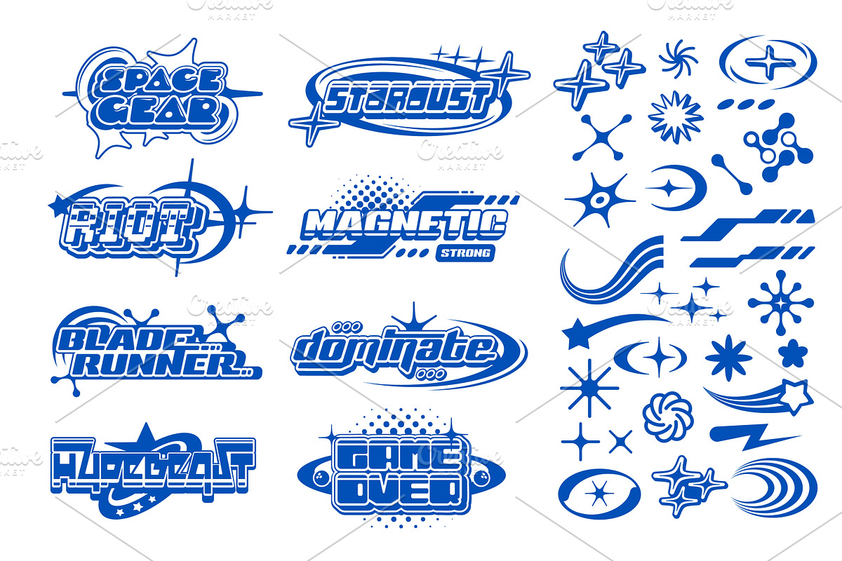 Y2k streetwear label icons, an Object Illustration by Vector Tradition