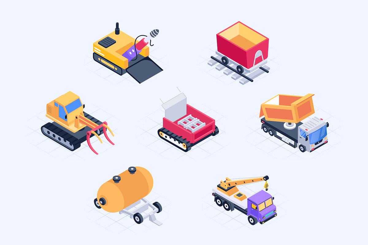 Mining Machinery Isometric Icons, an Emoji Icon by Vectors Market (Photo 6 of 9)