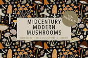 Mid Century Modern Mushrooms, an Object Illustration by Jennadesigns (Thumbnail 1 of 16)