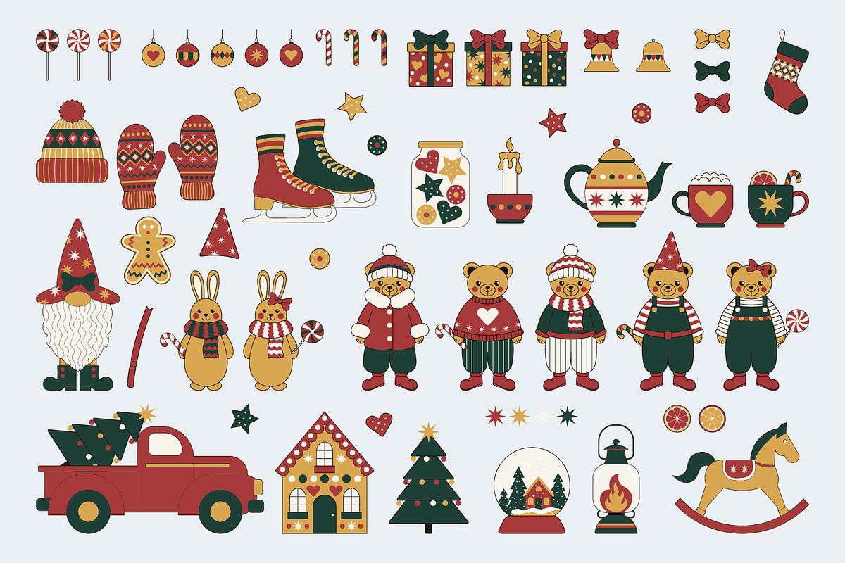 Christmas Clipart & Patterns Set, a Seasonal Illustration by Floralis (Photo 3 of 9)