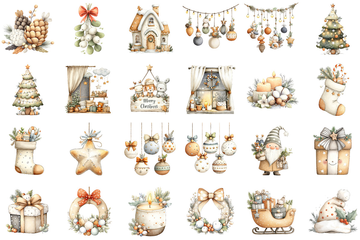 Watercolor Christmas Decor Clipart, an Illustration by Sublimation Artist (Photo 2 of 6)