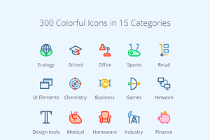 300 Colorful Icons