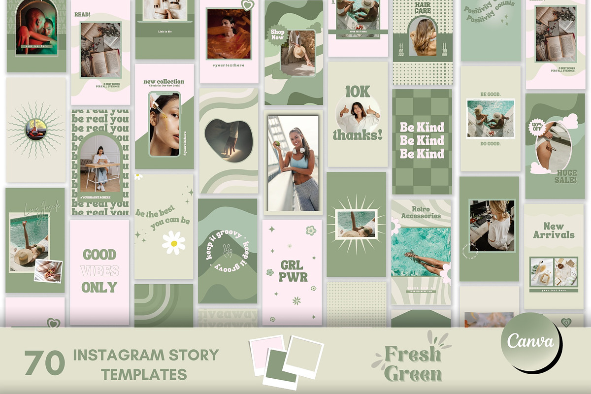 Green Instagram Story Template Canva, a Social Media Template by Boltik Studio (Photo 1 of 8)