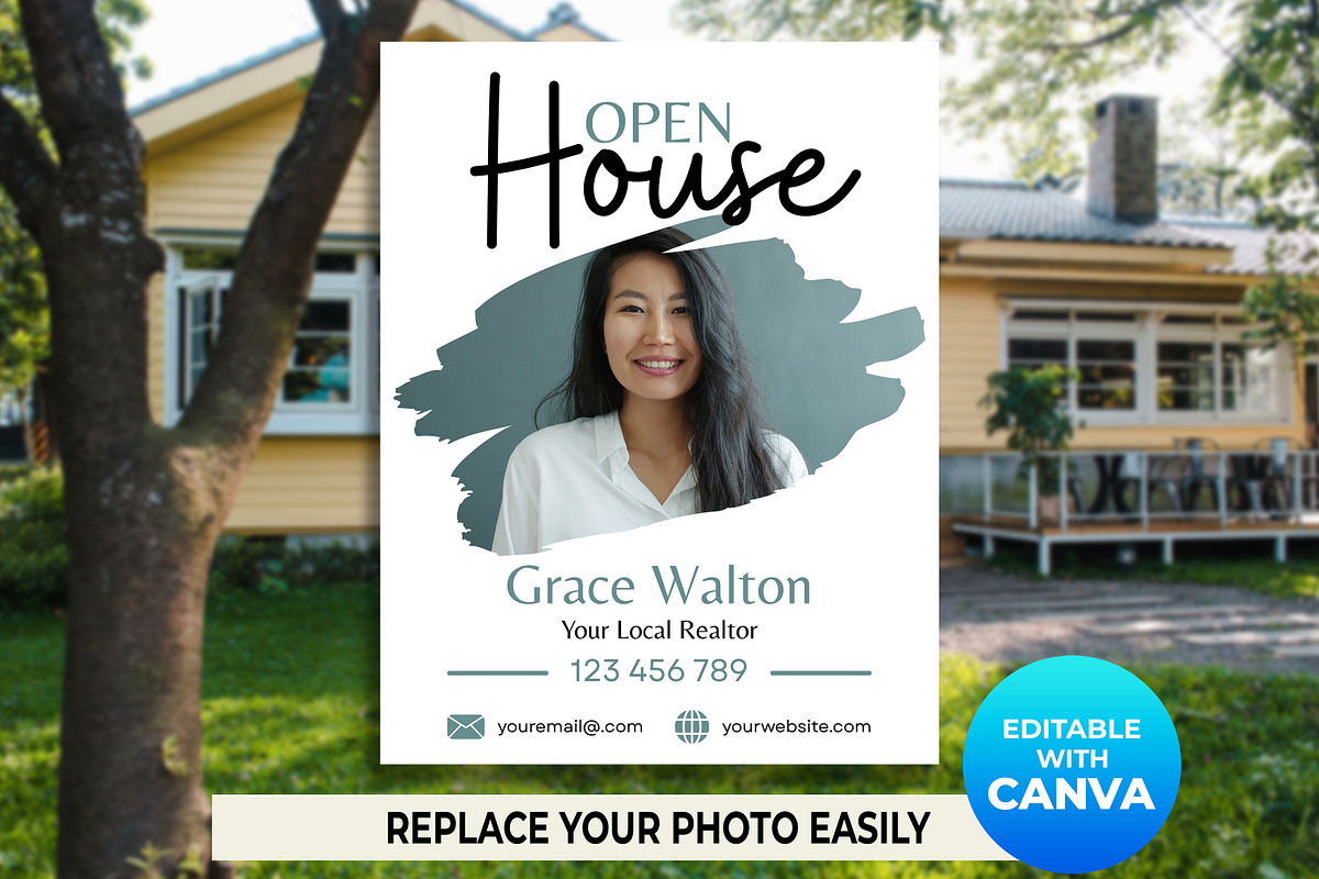 Open House Sign, Editable With Canva, a Marketing Template by M9 Design (Photo 2 of 6)