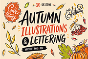 Autumn Lettering & Illustrations, a Seasonal Illustration by Oktyabr (Thumbnail 1 of 7)
