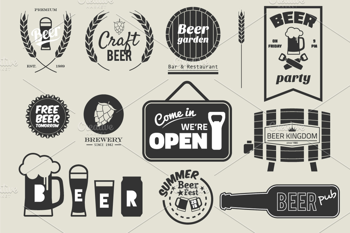 Beer elements and badges, a Food Illustration by faitotoro (Photo 2 of 2)