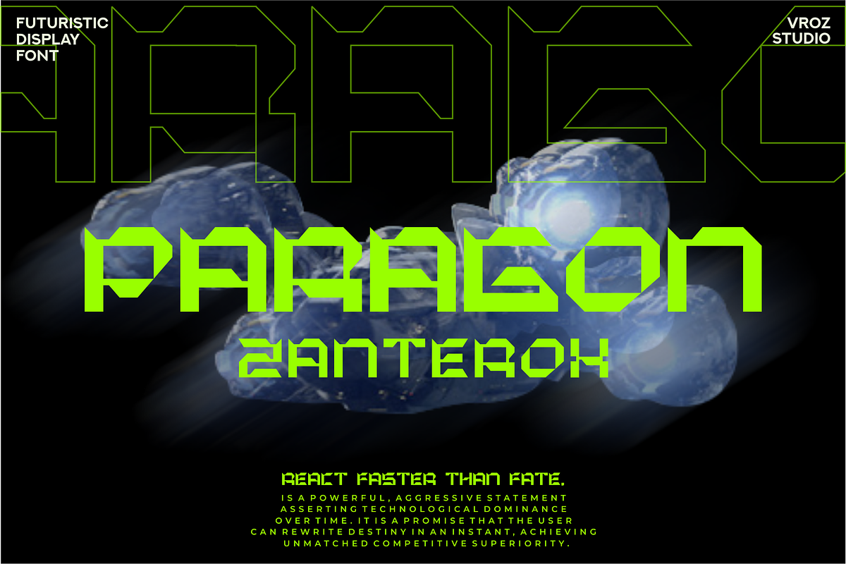 ASTOR - Futuristic Display Font, a Font by Vroz Studio (Photo 3 of 8)