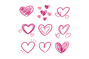 Doodle hearts, an Illustration by Cmeree