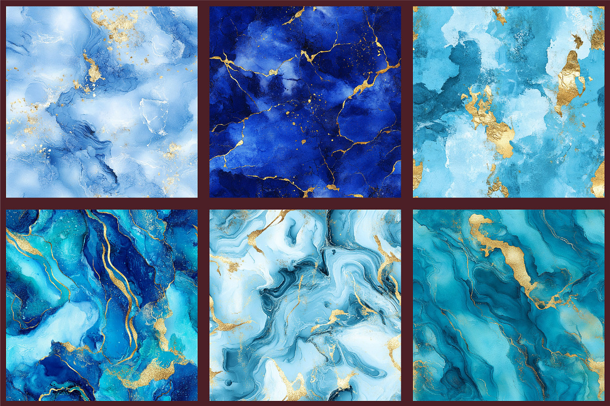 Blue Ink and Gold Foil Digital Paper, a Pattern Graphic by designcity5 (Photo 5 of 5)