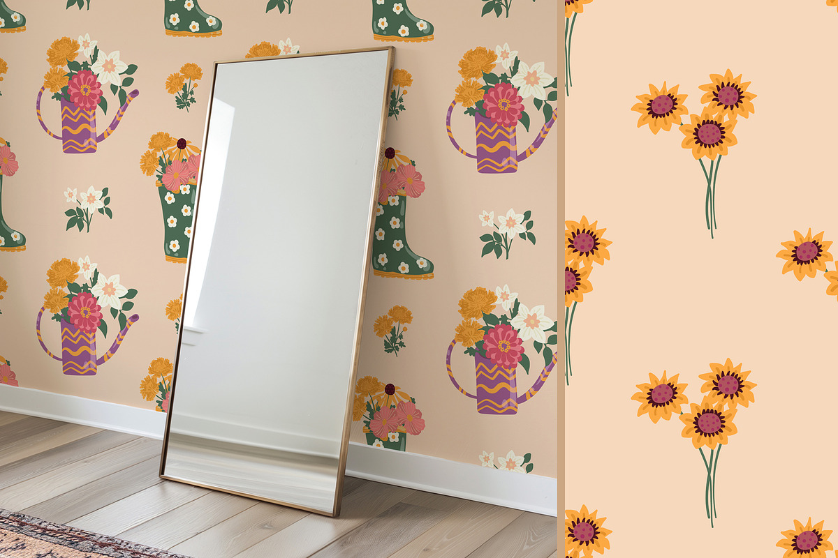 Garden Flowers patterns & clipart, a Pattern Graphic by Carpet Tapete Pretzel (Photo 12 of 15)