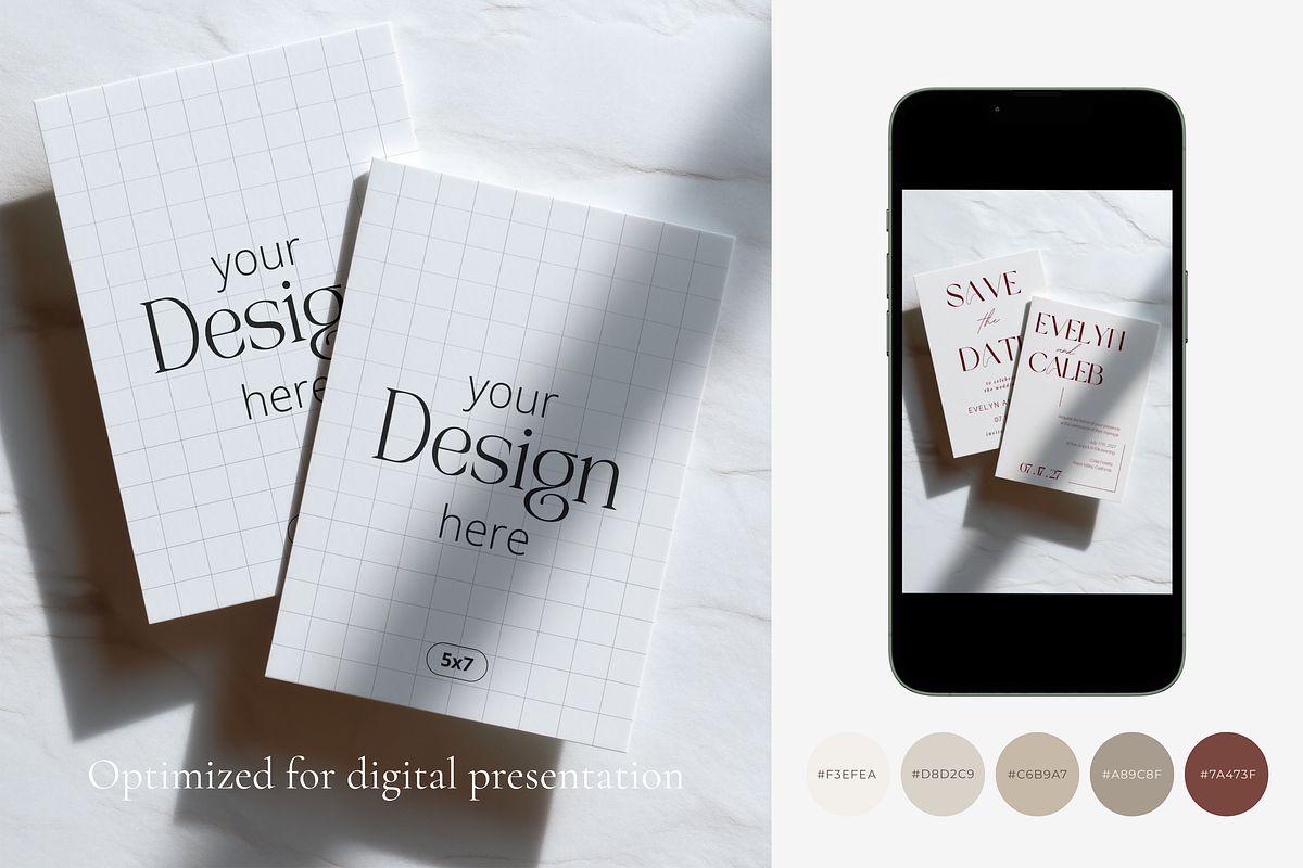 White Neutral Duo Invitation Mockup, a Product Mockup by Serenefeeling (Photo 5 of 6)