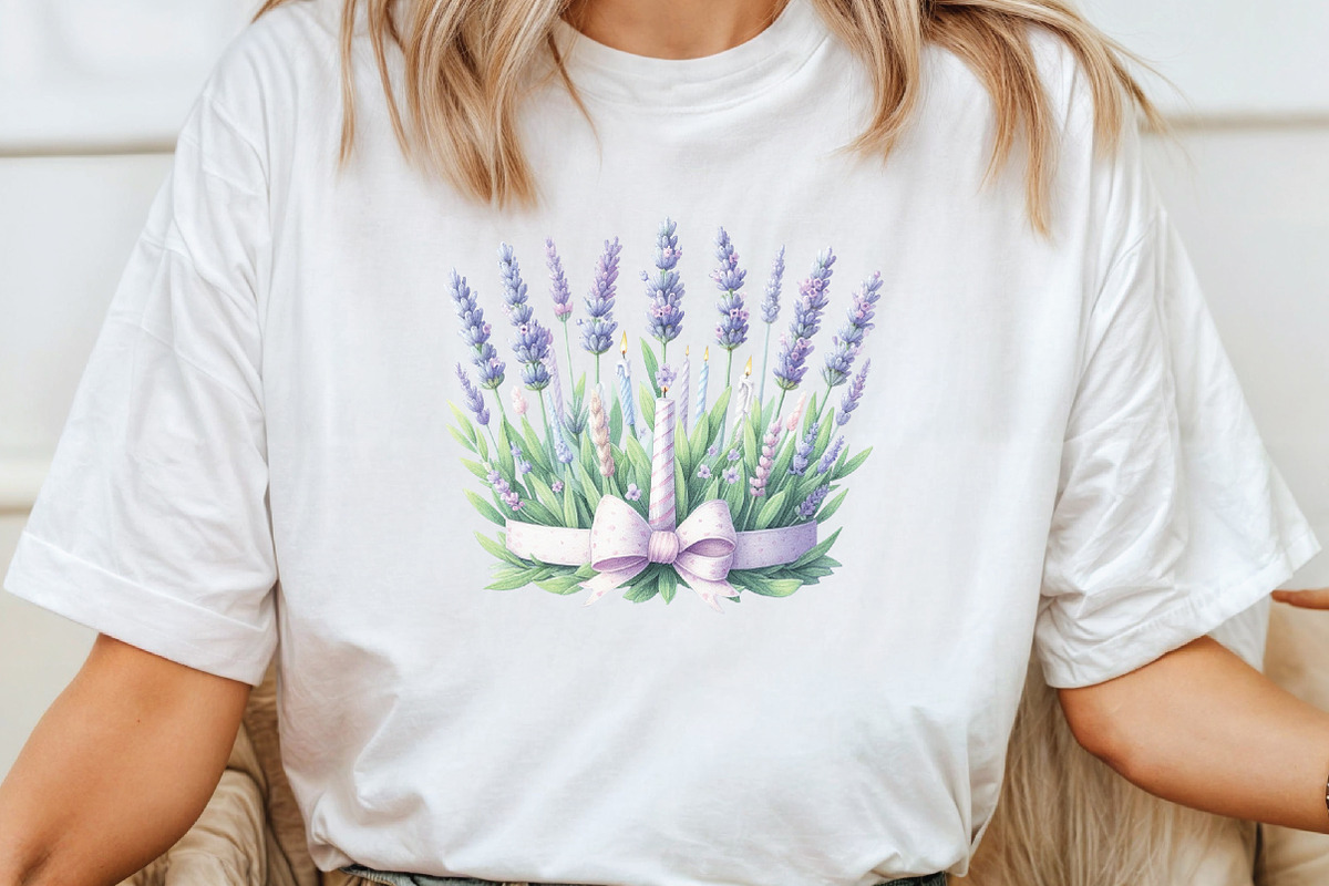 Lavender Floral Birthday Clipart, an Illustration by CraftArtStudio (Photo 4 of 5)