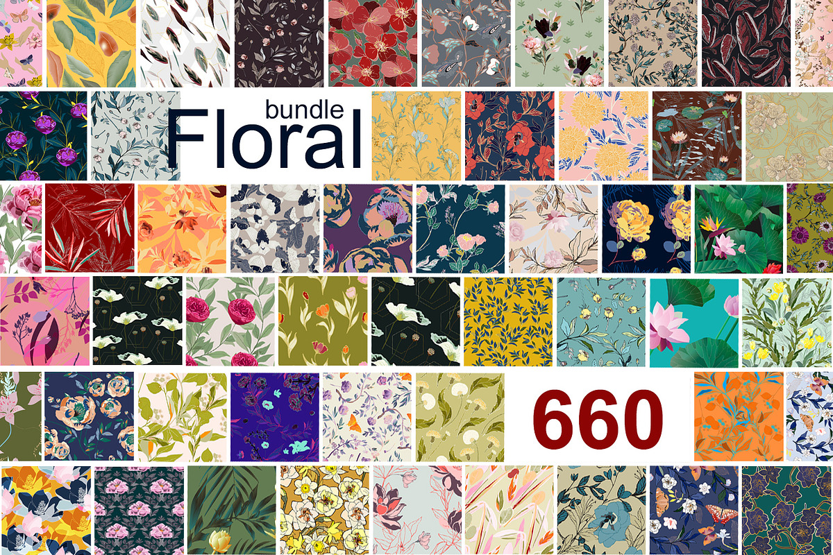 Floral seamless vector bundle, a Pattern Graphic by PatternsBlooming (Photo 1 of 19)