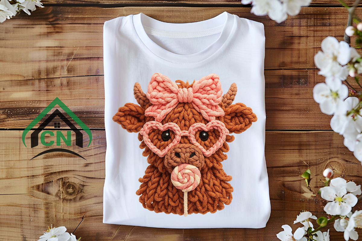 Yarn Highland Cow Coquette Valentine, an Illustration by Craft Nest (Photo 5 of 7)
