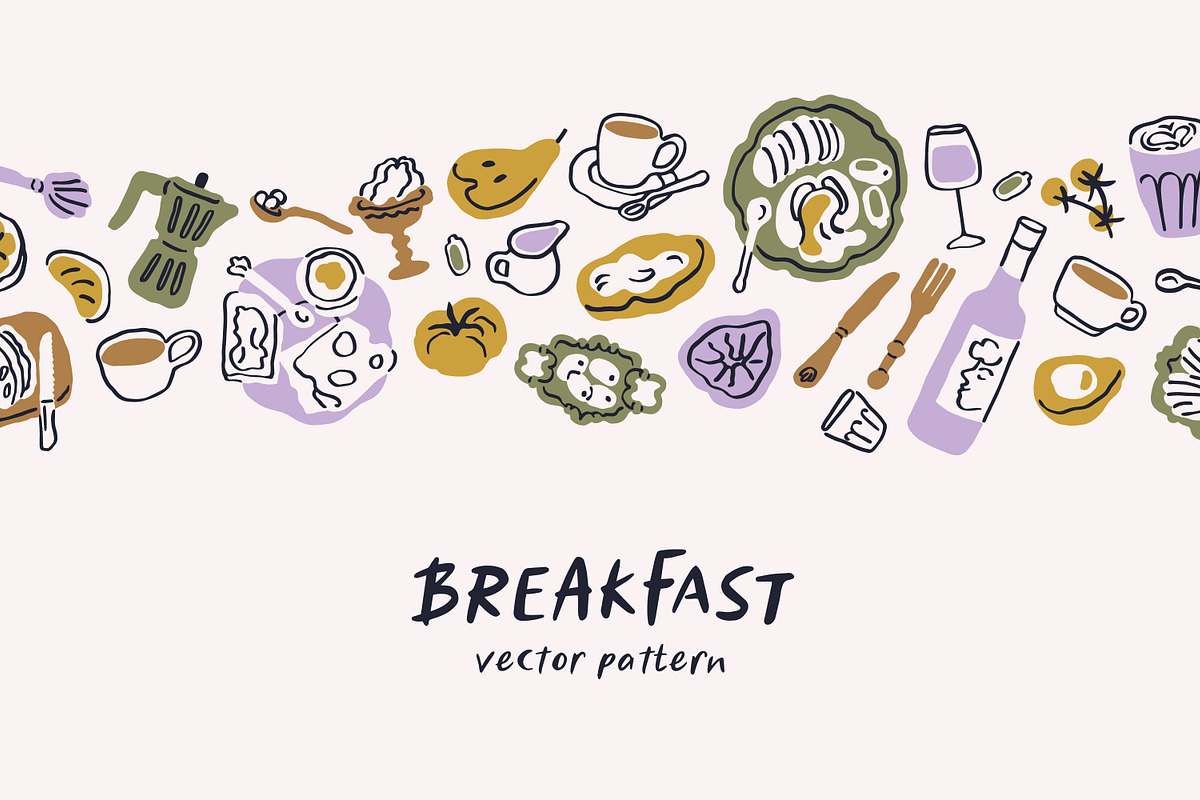 Doodle food seamless pattern, a Food Illustration by Good Studio (Photo 1 of 3)