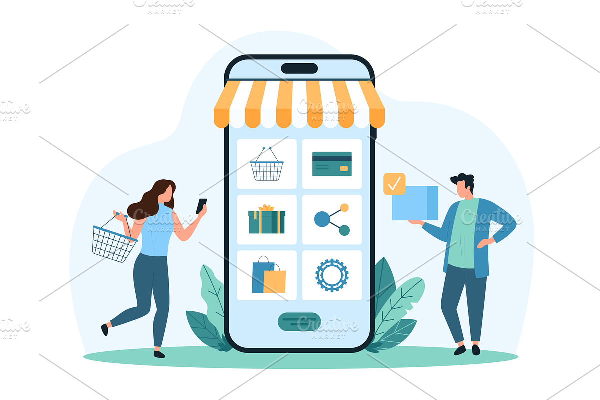 Online shopping mobile app, a Finance Illustration by Flashvector