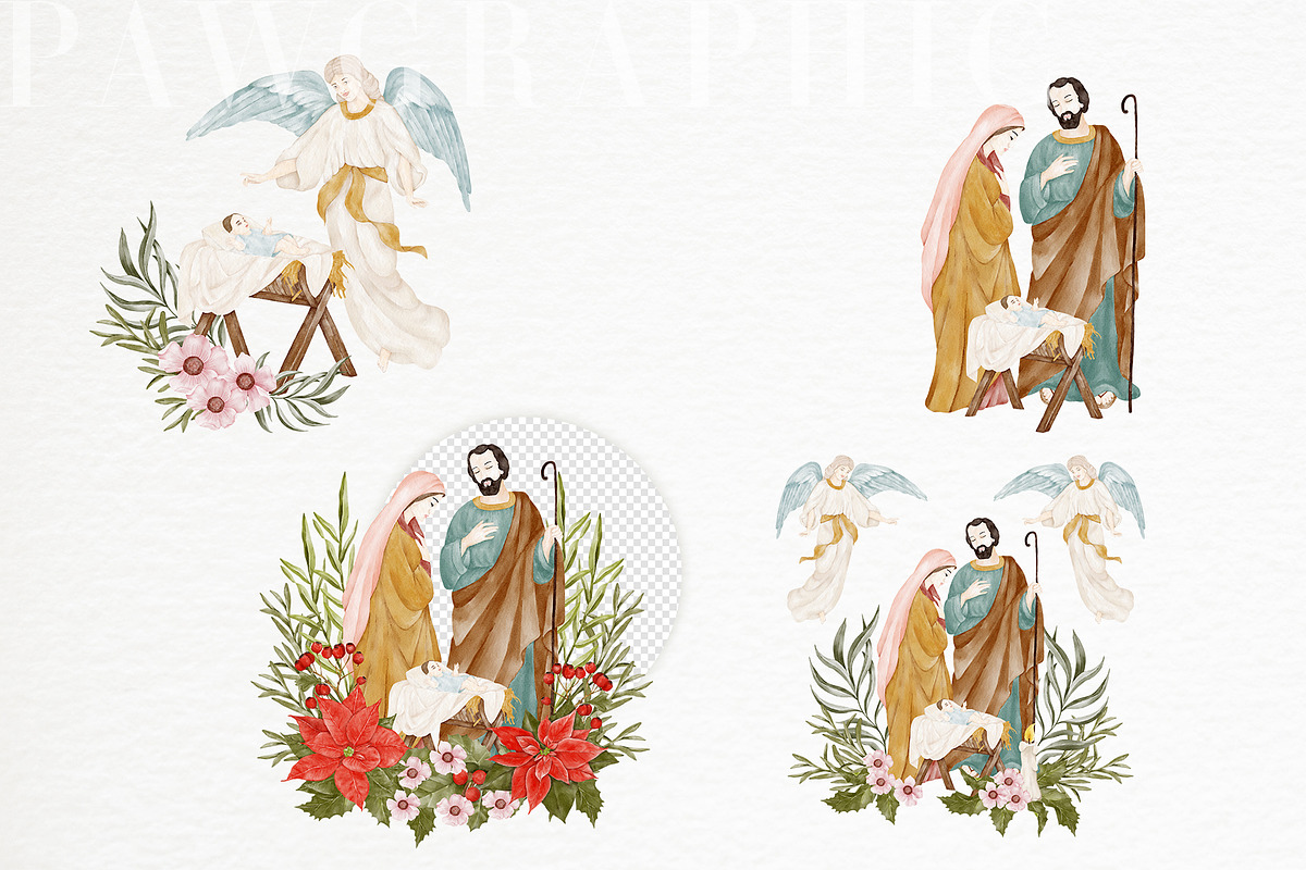 Christmas Holy Night Nativity Scene, a Seasonal Illustration by PawGraphic (Photo 5 of 10)