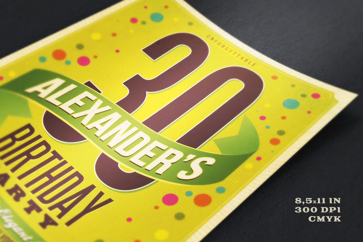 Retro Birthday Flyer/Poster/Ad, a Flyer Template by Cruzine (Photo 2 of 2)