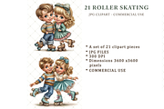 Roller Skating Couple Clipart JPG, a Person Illustration by Memories By Lea (Thumbnail 1 of 18)