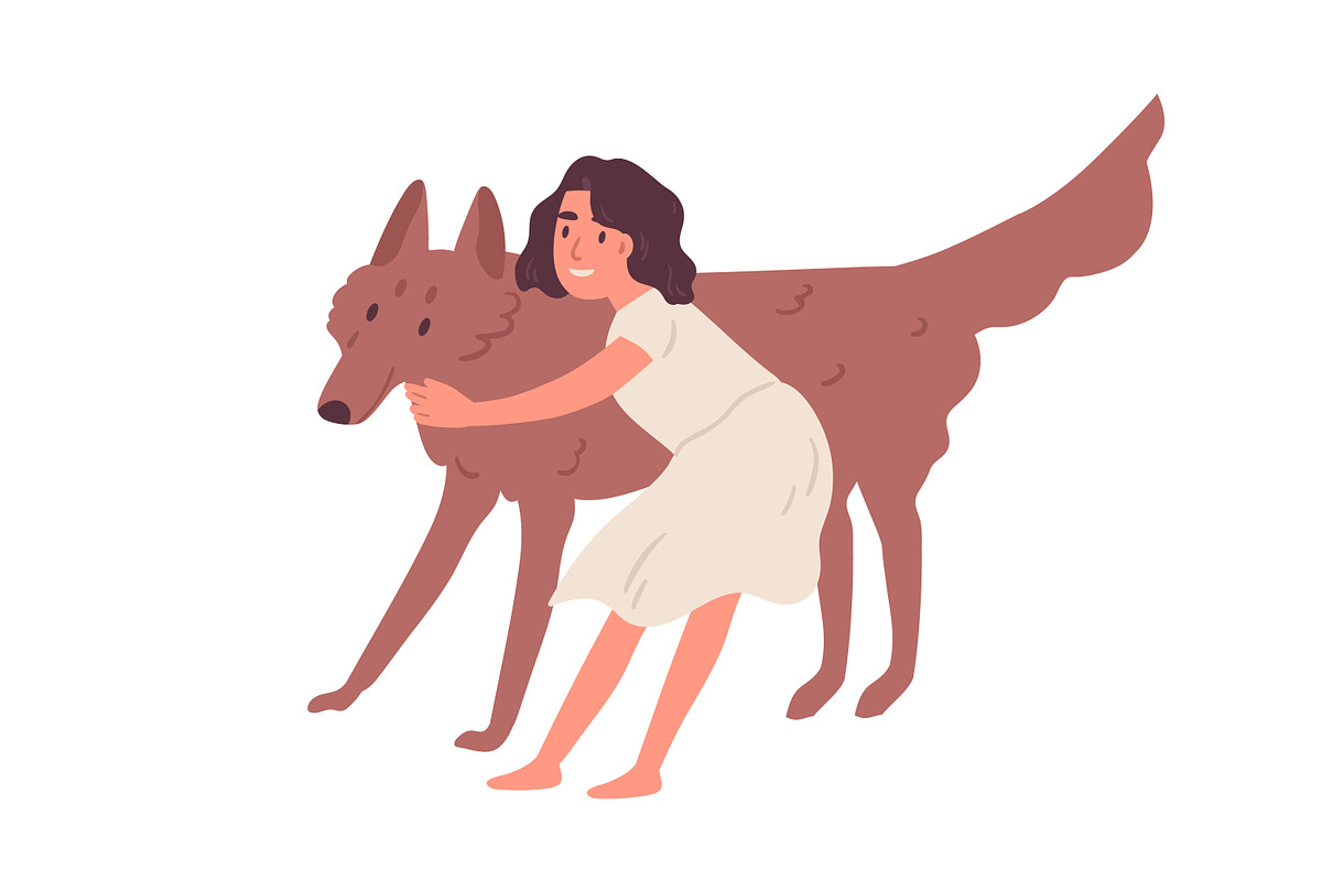 Cute little girl hugging dog, an Animal Illustration by Good Studio (Photo 1 of 3)
