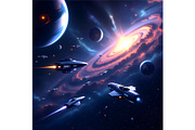 Space and Space Craft, a Technology Illustration by Sharon Schwalbe (Thumbnail 1 of 2)