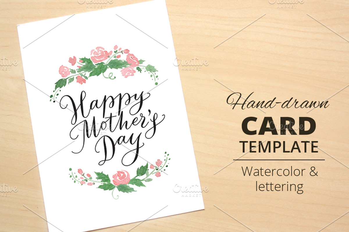 Happy mother's day card template, a Card Template by Olga Proz (Photo 1 of 3)
