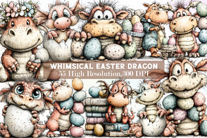 Whimsical Easter Dragon Clipart, an Illustration by Sublimation Artist
