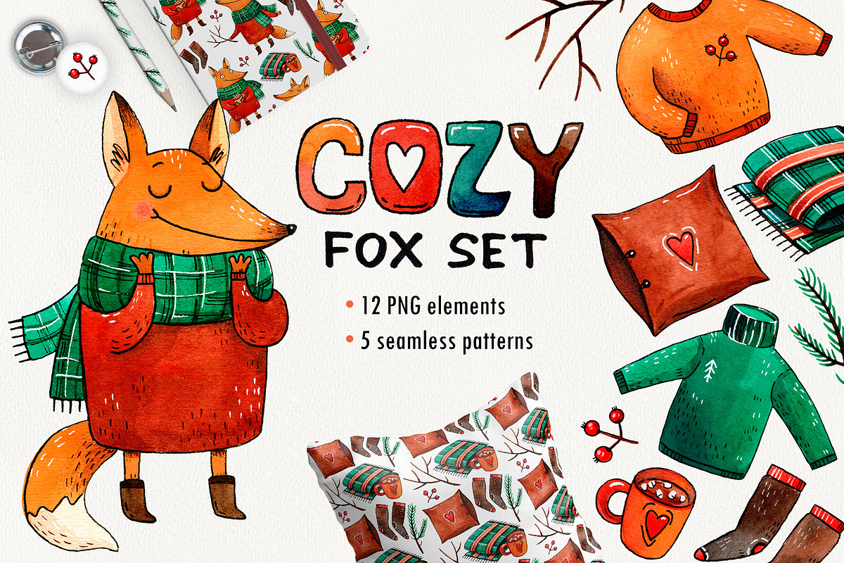 Autumn Watercolor bundle, an Animal Illustration by Ekaterina Goncharova (Photo 10 of 13)