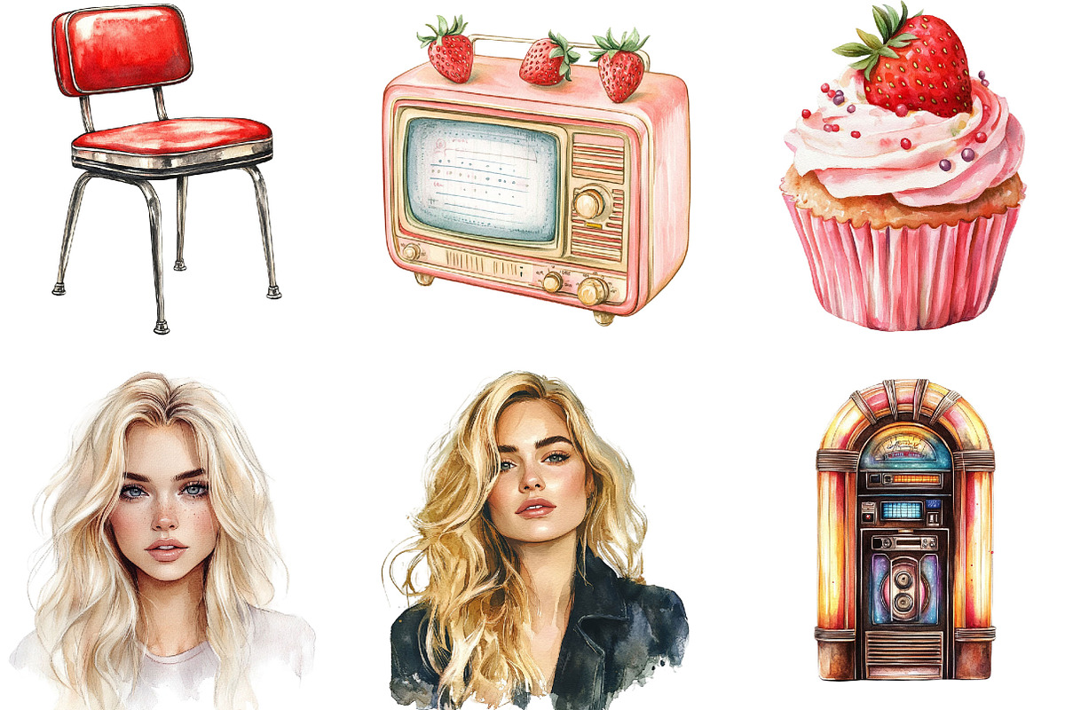 Watercolor Americana Girl Clipart, an Illustration by Designking (Photo 4 of 5)