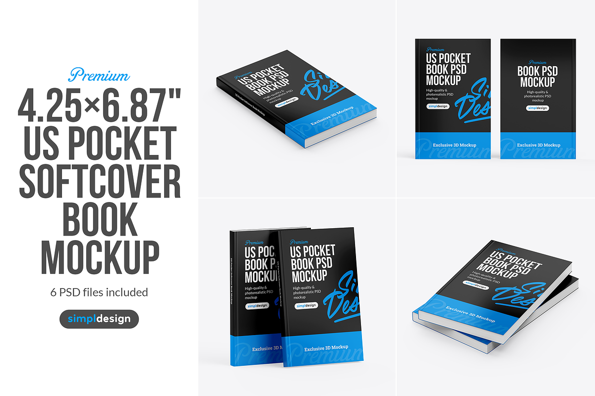 US Pocket Softcover Book Mockup, a Books & Magazine Mockup by SimplDesign (Photo 1 of 13)