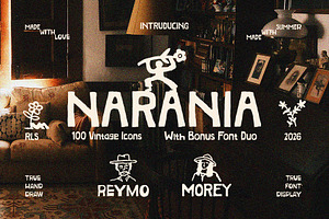 Vintage Icons + Bonus Font Duo, an Outline Icon by AROKA