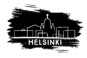 Helsinki Skyline Silhouette.