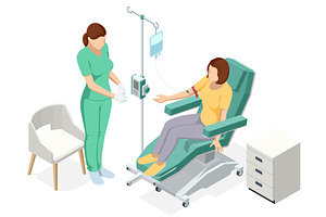 Isometric female patient sits in a, a Healthcare Illustration by Golden Sikorka