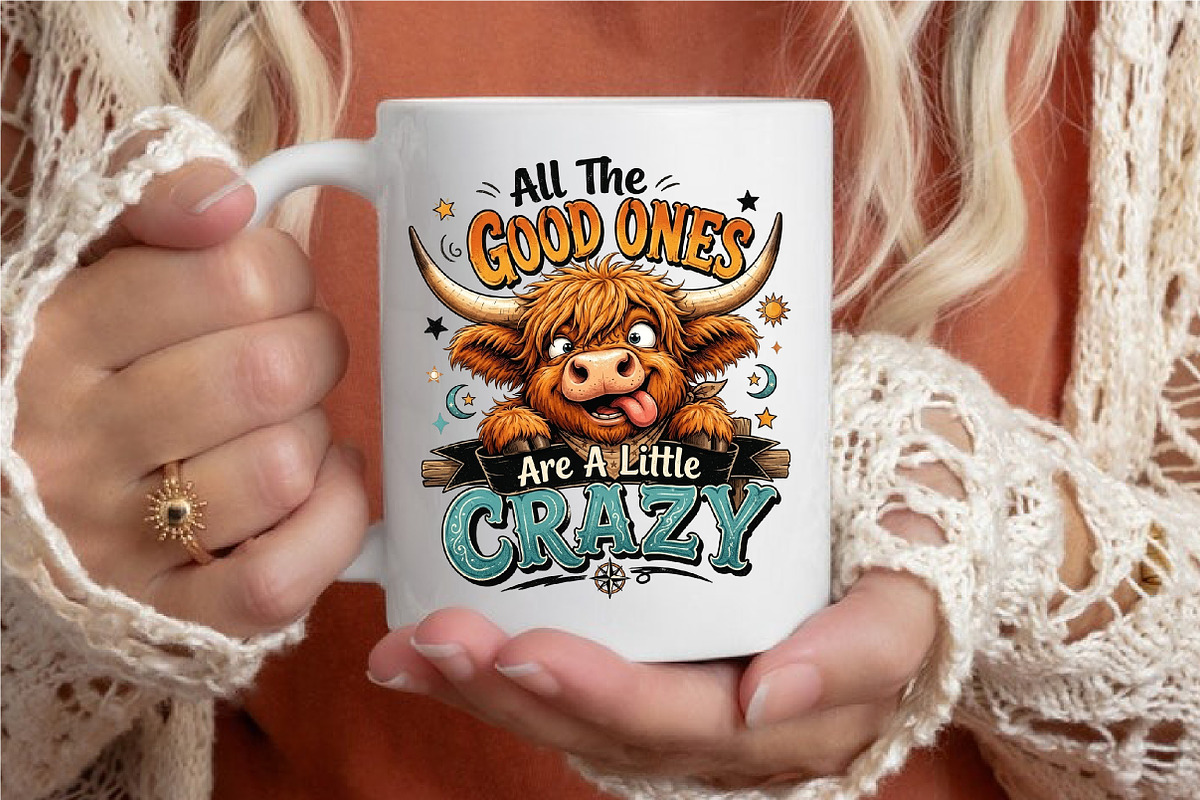 Funny Crazy Highland Cow Sarcastic, a Seasonal Illustration by designcity5 (Photo 4 of 4)