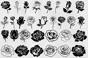 Rose Silhouette SVG Bundle, a Decorative Illustration by newminddesign