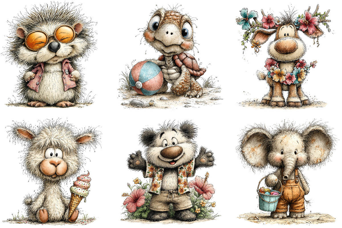 Whimsical Summer Animals Clipart, an Illustration by Dream Creation (Photo 5 of 8)