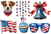 Hello 4th of July Watercolor Clipart, an Illustration by Designworld (Thumbnail 2 of 7)