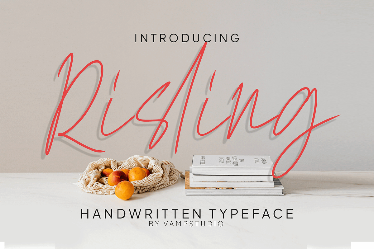 Risling Handwritting Script Font, a Handwritten Font by Vampstudio (Photo 1 of 12)