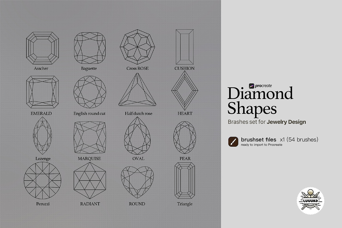 54 Procreate diamond Shapes brashes, a Brush Add-On by Luuuka studio (Photo 2 of 3)