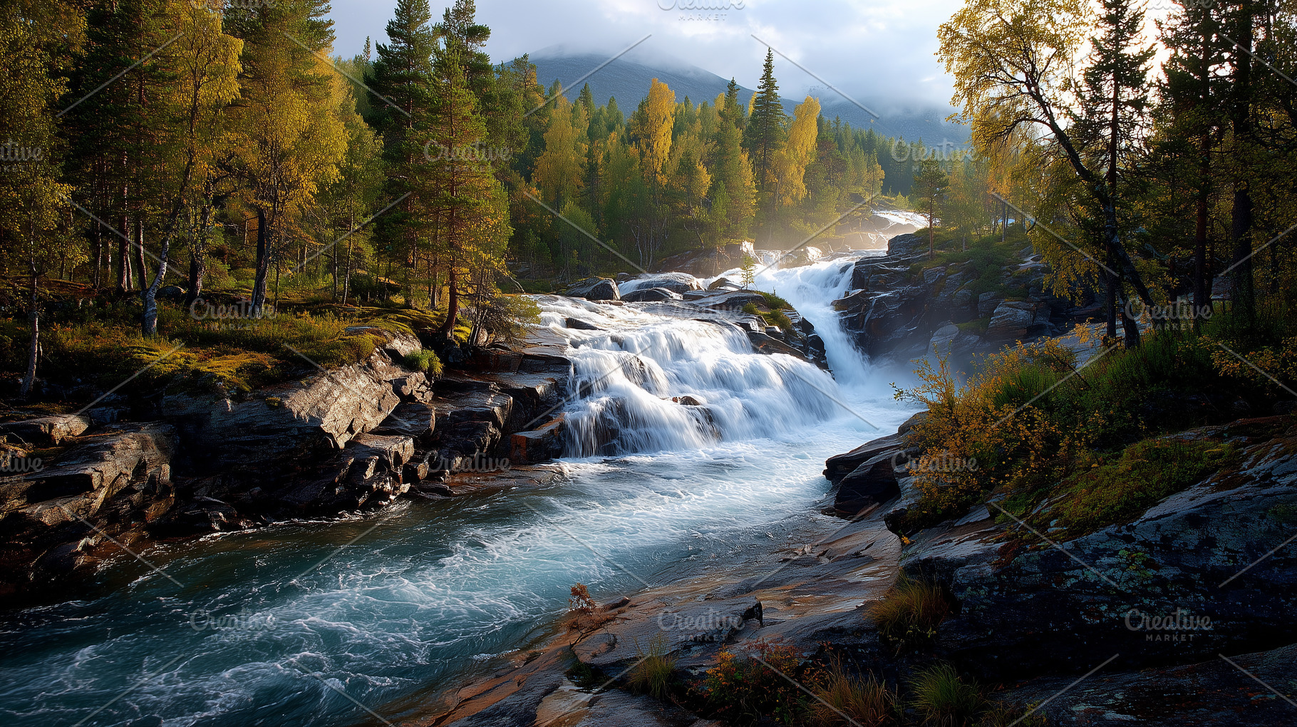Powerful waterfall rushes through, a Nature Photo by MistyDay