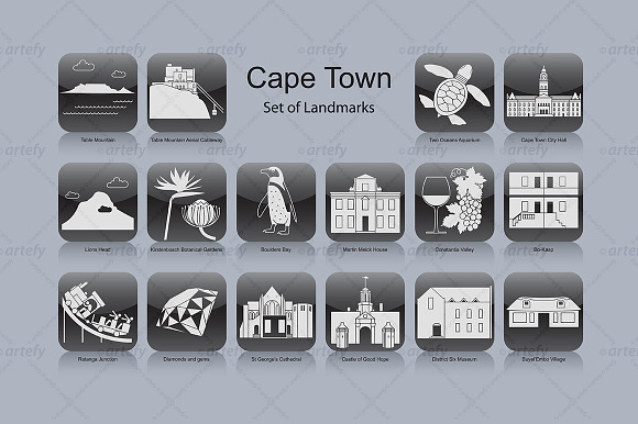 Cape Town Landmark Icons (16X)