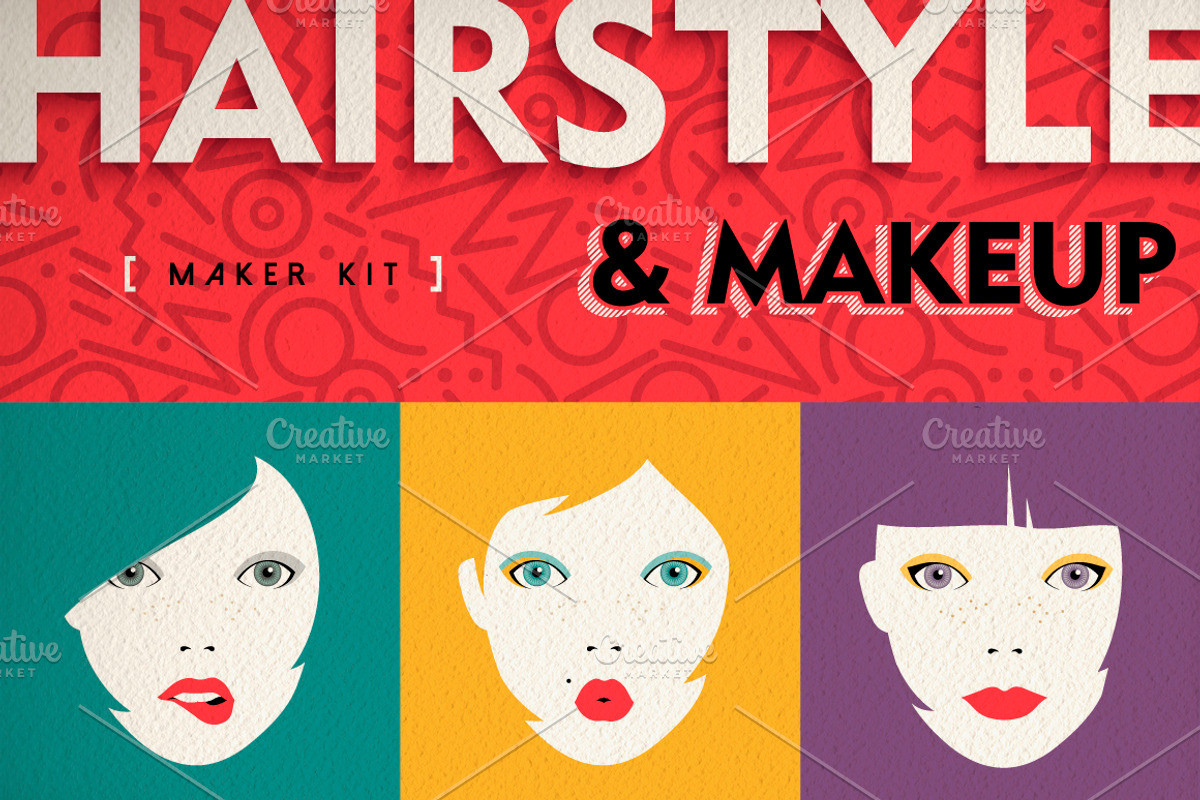 Hairstyle & Makeup Maker Kit + bonus, a Texture Illustration by Cienpies Design (Photo 1 of 6)