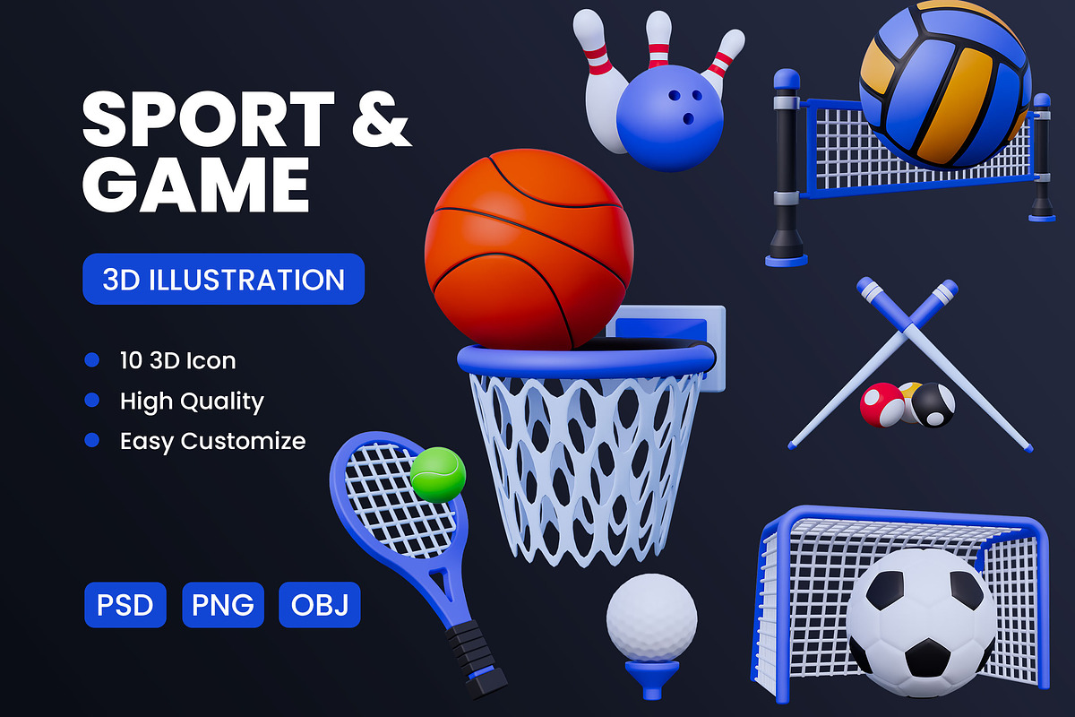 Sport and Game 3D Icon Pack #2, an Object 3D Model by deviapuspitasari2 (Photo 1 of 2)