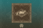 Vintage Red Fox Pattern Bandana, a Pattern Graphic by Krizvector Artwork Shop (Thumbnail 1 of 3)