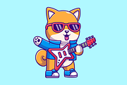 Cute Shiba Inu Dog Playing Guitar, an Animal Illustration by Catalyst Labs (Thumbnail 2 of 3)